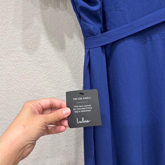 NWT Lulus Rise to the Occasion Royal Blue Midi Wrap Dress - Picture 6 of 10